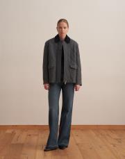 yün karışımlı kapitone mont antrasit