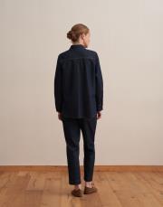 dikiş detaylı denim pantolon mavi 3