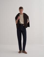 dikiş detaylı denim pantolon mavi 5