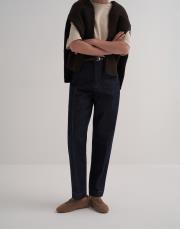 dikiş detaylı denim pantolon mavi 9