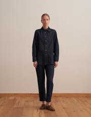 dikiş detaylı denim gömlek mavi 3