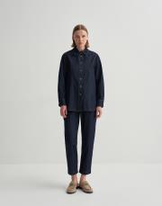 dikiş detaylı denim gömlek mavi 5