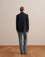 ince çizgili klasik blazer lacivert 3