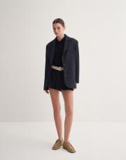 ince çizgili klasik blazer lacivert 5