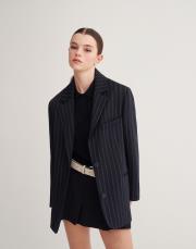 ince çizgili klasik blazer lacivert 7
