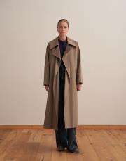 geniş yakalı koton trençkot açık haki