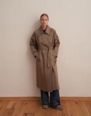 geniş yakalı koton trençkot açık haki 5