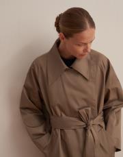 geniş yakalı koton trençkot açık haki 6