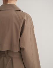 geniş yakalı koton trençkot açık haki 7