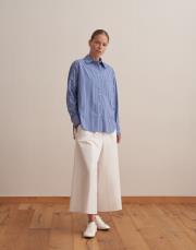 çizgili oversize gömlek mavi