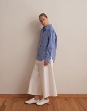 çizgili oversize gömlek mavi 4