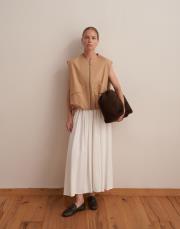 fermuar kapamalı volanlı yelek camel 4