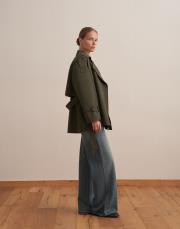 organik koton trençkot koyu haki 2