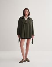 organik koton trençkot koyu haki 5