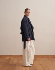 organik koton trençkot lacivert 2