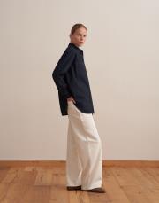 yırtmaç detaylı denim gömlek mavi 2