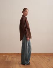 yırtmaç detaylı koton gömlek kahverengi 2