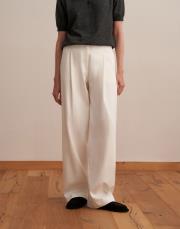 pile detaylı straight fit pantolon ekru 4