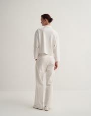 pile detaylı straight fit pantolon ekru 6