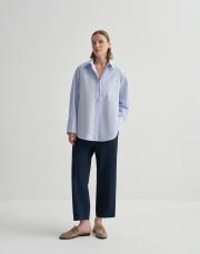 yırtmaç detaylı koton gömlek açık mavi 8