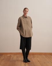 yırtmaç detaylı koton gömlek açık haki 2