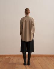 yırtmaç detaylı koton gömlek açık haki 4