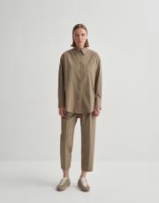 yırtmaç detaylı koton gömlek açık haki 5