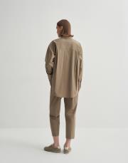 yırtmaç detaylı koton gömlek açık haki 6