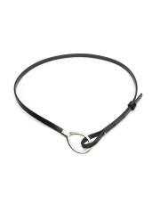 oval tokalı deri kemer siyah