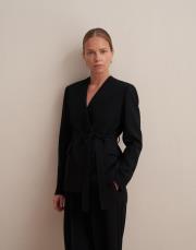 v yaka kruvaze ceket siyah 5