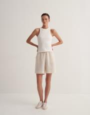 pamuklu halter yaka tişört beyaz 4