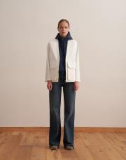 v yaka fermuarlı yelek ekru