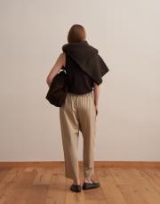büzgülü pileli pantolon bej 3