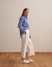 büzgülü pamuklu pantolon ekru 2