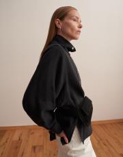 çıtçıt kapamalı dökümlü gömlek siyah 5