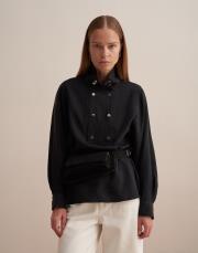 çıtçıt kapamalı dökümlü gömlek siyah 6