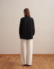 çıtçıt kapamalı dökümlü gömlek siyah 8