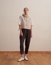 paçası ayarlanabilir ipeksi pantolon kahverengi