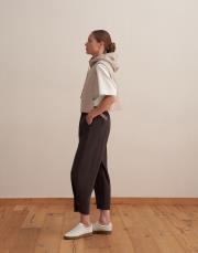 paçası ayarlanabilir ipeksi pantolon kahverengi 3