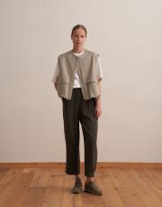 paçası ayarlanabilir ipeksi pantolon koyu haki