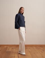 keten karışımlı vatkalı ceket lacivert 2