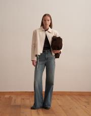 keten karışımlı vatkalı ceket bej