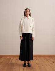 keten karışımlı vatkalı ceket ekru