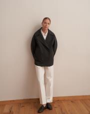 etek ucu bantlı kruvaze trençkot antrasit 5