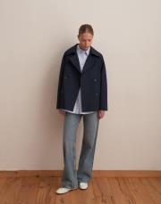 organik pamuk kruvaze trençkot lacivert 4