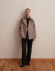 organik pamuk kruvaze trençkot vizon