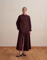 omuz pile detaylı gömlek mürdüm