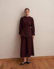 omuz pile detaylı gömlek mürdüm 2