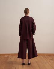 omuz pile detaylı gömlek mürdüm 4