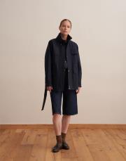 %100 koton cep detaylı parka lacivert